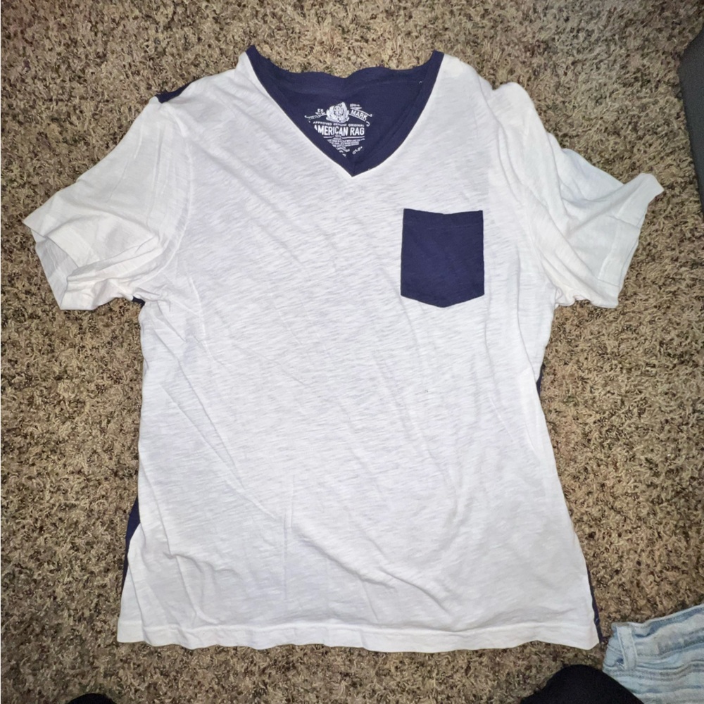 American Rag Navy and White Graphic Tee